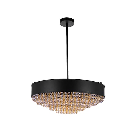 Cwi Lighting Medina 10 Light Drum Shade Chandelier With Black Finish 5687P24-16-101